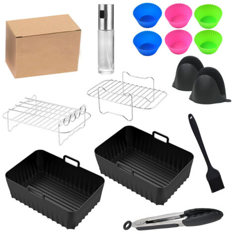Ensemble de plaques de cuisson en silicone résistantes aux hautes températures pour friteuse à air chaud 2 en 1 (1/5)