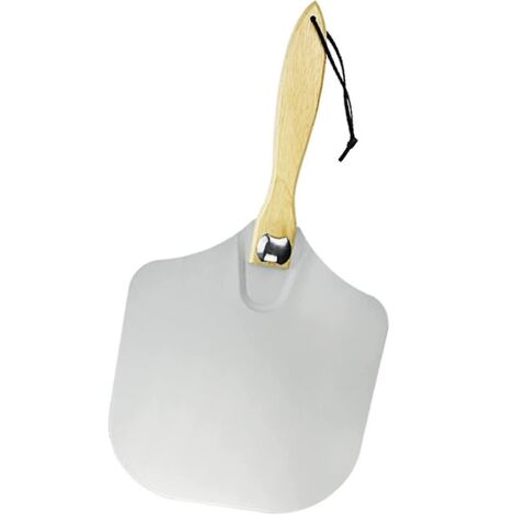 Pelle à pizza en aluminium avec manche pliable en bois, accessoire pour four à pizza (1 pièce, argentée) (1/5)
