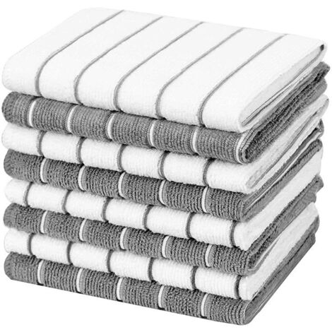 45 x 65 cm, gris, lot de 8 torchons de cuisine en microfibre, ultra-absorbants, doux et non pelucheux (1/5)