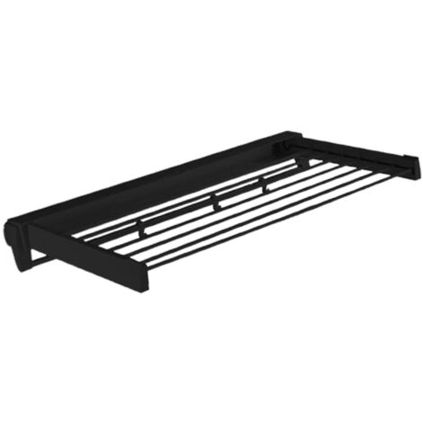 Étendoir à linge pliable, range-chaussures, séchoir à serviettes pour buanderie, noir (1/5)