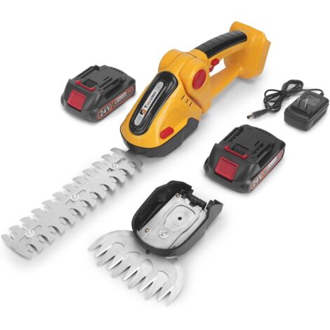 Taille-haie sans fil 2 en 1 taille-bordure portable sans fil taille-herbe électrique 24V taille-buissons pour jardins et pelouses (jaune)