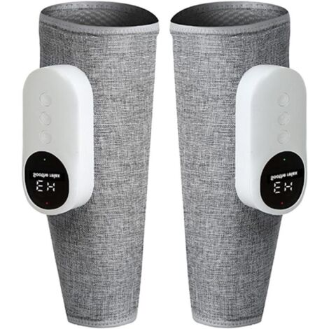 Masseur de jambes, masseur de mollets avec chaleur pour jambes, mollets et pieds fatigués et tendus, masseur à pression chaude avec 3 modes et 3 intensités, taille réglable, masseur de pieds sans fil