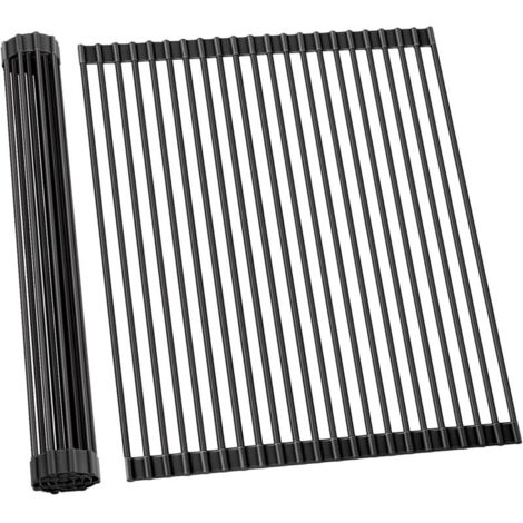 Égouttoir à vaisselle enroulable pour évier, 52 x 33 cm (l x L), tapis antidérapant en silicone résistant à la chaleur