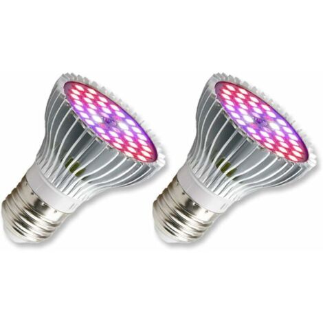 Ampoule Horticole E27 LED pour Plantes, 30W E27 avec 40LED Lampe Plante à Spectre Complet, AC 85-265V, Lampe the Croissance et Fleurs Intérieur pour Jardin/Culture Hydroponique/Aquarium, lot de 2