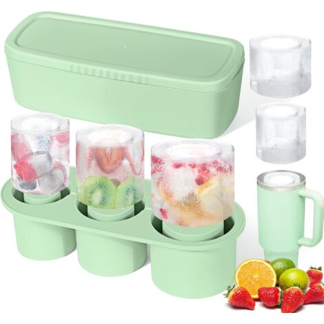 Bac à glaçons pour verres Stanley, moule à glaçons en silicone avec couvercle, compatible avec les verres de 90 à 120 cl, idéal pour rafraîchir whisky, cocktails, boissons et café. Facile à remplir et (1/5)