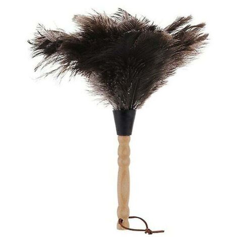 Plumeau d'autruche, plumeau plumeau plumeau véritable plumes d'autruche naturelles avec manche en bois et réutilisable respectueux de l'environnement- (1/4)