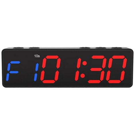 Minuteur de fitness pour salle de sport à domicile avec télécommande, grand chronomètre de salle de sport avec compte à rebours/compte à rebours, noir (1/5)