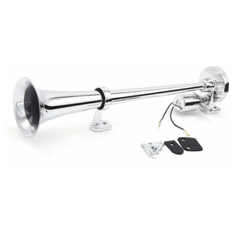 Kit De Haut-Parleur A Klaxon A Air Chrome Trompette A Tube Unique 150Db 12 V/24 V Universel Pour Camion De Train, Argent