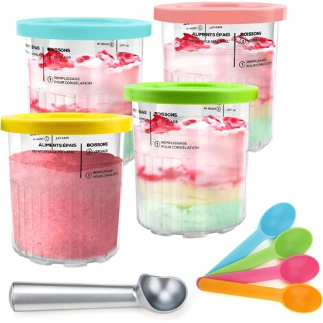 Compatible avec les pots à glace Ninja Creami, lot de 4 avec cuillères doseuses (1/5)