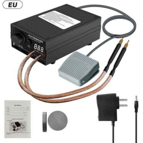 Machine de Soudage par Points Portable 8000W Reglable 0-1200A Batterie au Lithium 9600mAh Stylo a Souder Double pour Batterie 18650
