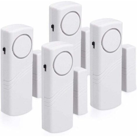 Alarme Porte et Fenêtre - Lot 4x Alarme Sans Fil Anti-Intrusion - Sécurité Maison Contre Cambriolage - Fonctionnement Magnétique - 100 dB-- (1/4)