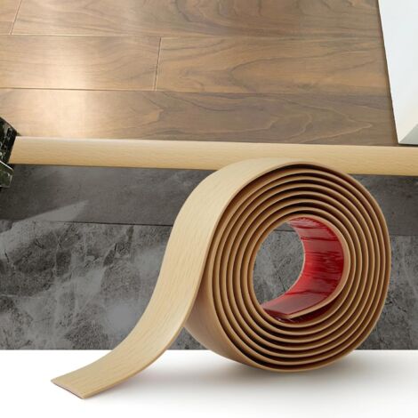 Bande de seuil auto-adhésive en PVC 4m – Largeur 5cm – Grain de bois beige – Installation facile pour joints entre carreaux et sols en bois