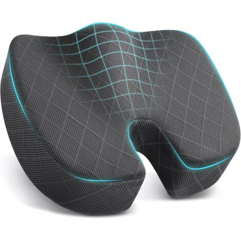 Coussin anti-escarres coccyx et sciatique - Coussin de chaise de bureau en mousse à mémoire de forme Premium - Corrige la posture de la colonne - Soulage la pression et la douleur hanche (1/5)