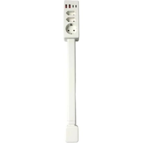 Multiprise rétractable 20W charge rapide ports USB-A USB-C 3 prises secteur extensible 47-67cm rotation 180° prise européenne
