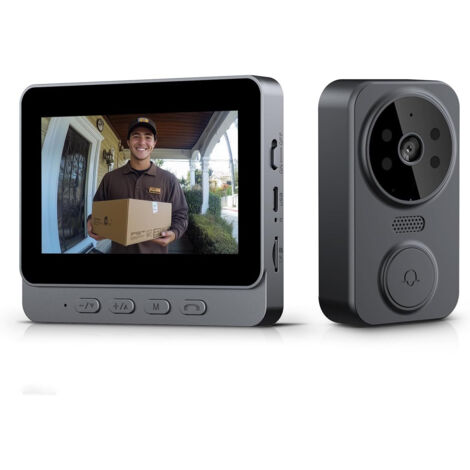 Sonnette sans fil avec caméra HD 30W – Visiophone extérieur Bluetooth – Écran 4,3'' – Vision nocturne 120° – Audio bidirectionnel