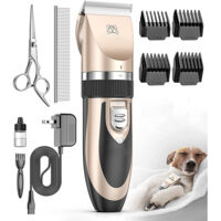 Tondeuse à Cheveux Électrique Silencieuse pour Chiens et Chats, Tondeuse à Cheveux Professionnelle, Tondeuse à Cheveux Mobile, Tondeuse à Cheveux sans Fil (Dorée)