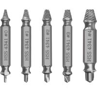 Screw extractor set, 5 pieces Damaged screw remover extractor set for removing slightly damaged screws, made of HSS 4341 hardness grade 62-63hrc