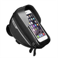 Sacoche Telephone Velo Sacoche de Cadre, Support Telephone Vélo Etanche Sacoche VTT Cadre Pochette Velo Guidon Écran Tactile pour Smartphone sous 6,5 Pouces (Noir),