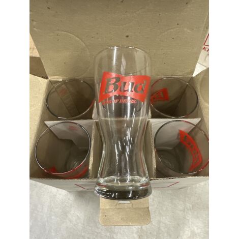 Lot de 6 verres à bière Bud - 25 cl - Vintage “King of Beers” - Neufs