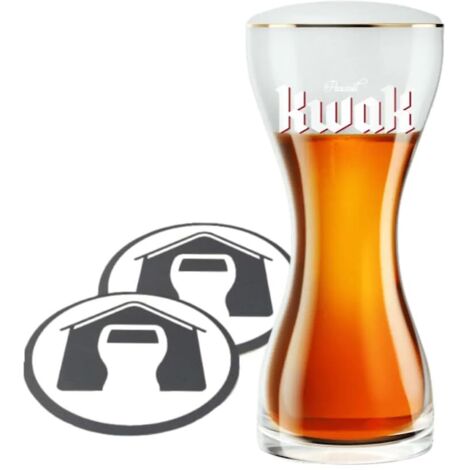 Pauwel Kwak - Verre à bière 33 cl avec support + 2 tapis anti-gouttes - Produit officiel GarageBar