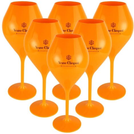 Veuve Clicquot Rich - Lot de 6 coupes orange - Verres à champagne acrylique