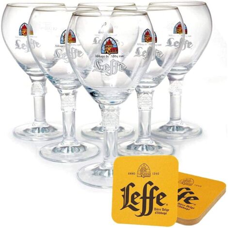 Lot de 6 verres Leffe - 25 cl - Calices officiels + 6 sous-bocks