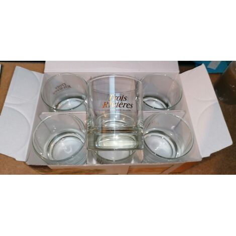 Lot de 6 verres Trois Rivières - 20 cl - Écriture dorée - Verres à rhum neufs
