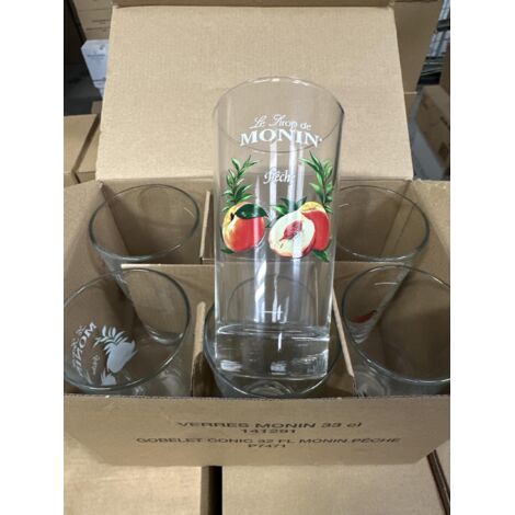 Lot de 6 verres Monin - 35 cl - Modèle Pêche - Neufs
