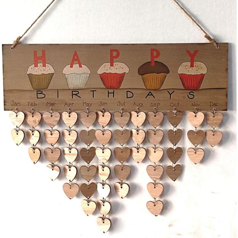 HURRISE calendrier mural en bois Calendrier à disque en bois brun foncé