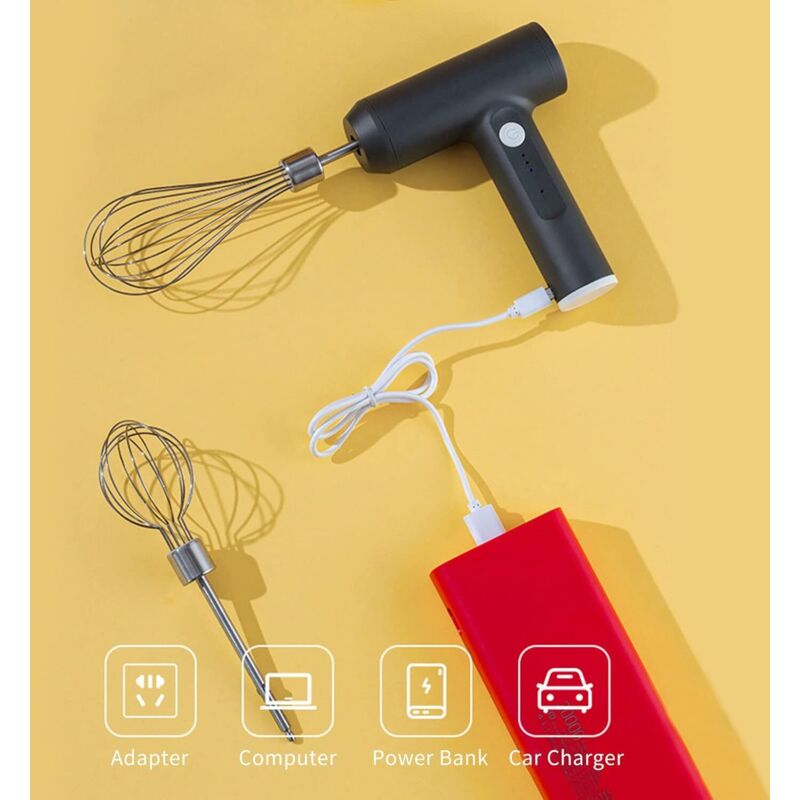 Luqeeg Batteur à Œufs Électrique Sans Fil - Fouet Portable 3 Vitesses Pour Cuisine, Cappuccino Et Pâte Batteur Main 3 Vitesses