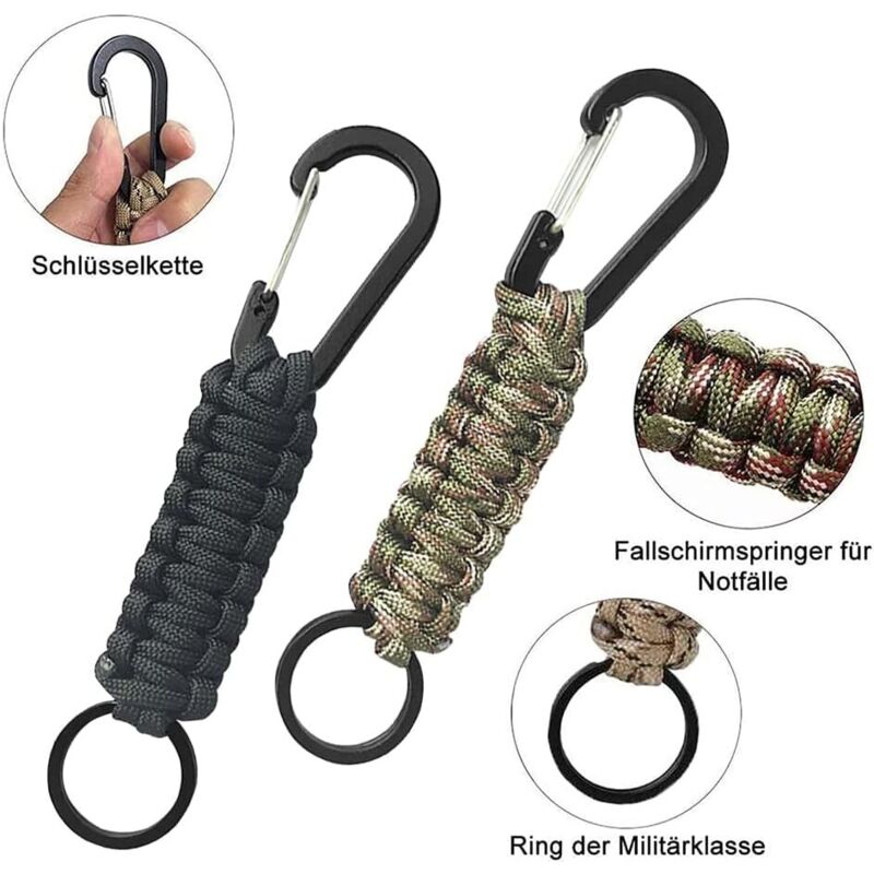 Porte-clés Paracord Avec Mousqueton Mil-Tec - Corde Militaire Style MOLLE, Neuf