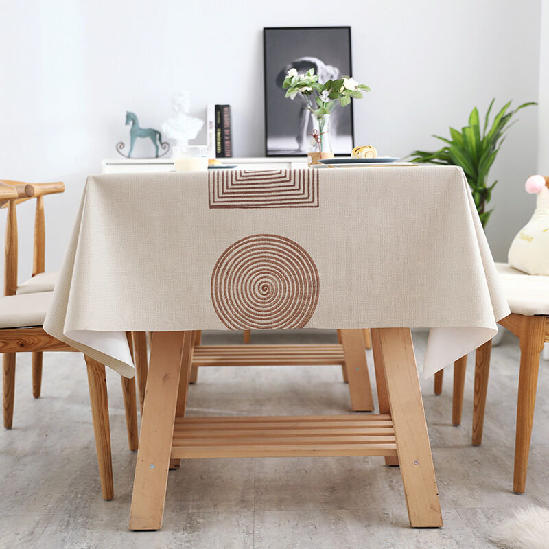 KP HOME Nappe rectangulaire en PVC imperméable facile à nettoyer - 300 x 140 cm - Motif Terrazzo - Nappe en plastique facile à nettoyer - Blanc crème