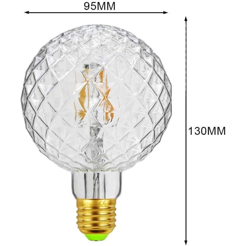 TIANFAN Rétro Ampoules LED Filament Edison Ampoules 4W Fumée Verre 220/240V E27 Cristal Ampoules Décoratives Art Déco G95 Cristal Melon TIANFAN Rétro Ampoules LED Filament Edison Ampoules 4W Fumée Verre 220/240V E27 Cristal Ampoules Décoratives Art Déco G95 Cristal Melon