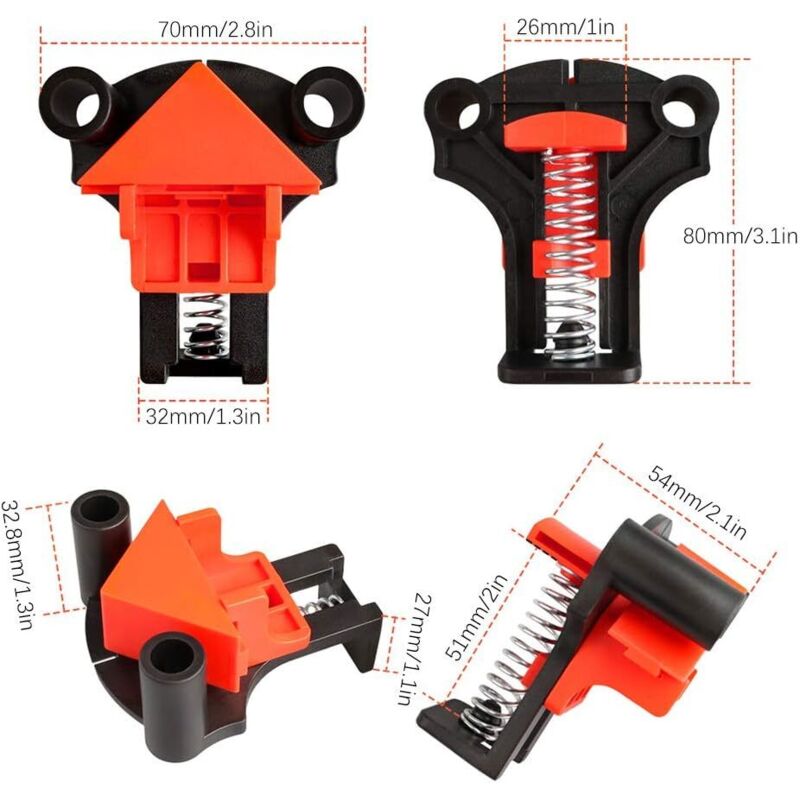 Fippy 4 Pièces Pince à Angle Droit 90° - Serre-Joint Réglable Pour Menuiserie Et Cadres