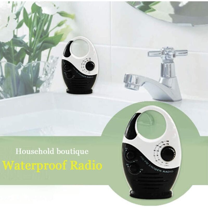 Blanc) Radio de douche étanche, mini haut-parleur AM/FM portable avec audio HD intégré pour salle de bain ou extérieur | Leroy Merlin