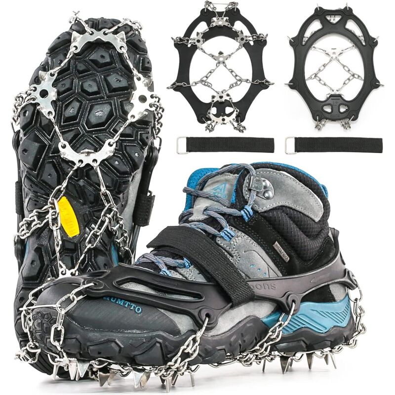 Crampons Antidérapants Pour Chaussures - 11 Pointes, 3 Tailles M/L/XL, Pour Randonnée Hiver, Glace Et Neige
