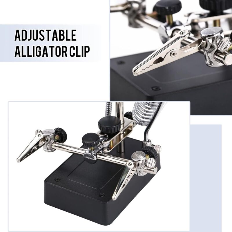 Loupe à Souder KATSU Avec LED - Troisième Main 3X 4.5X 25X Avec Pinces Crocodile Pour Bijoux Et Modélisme