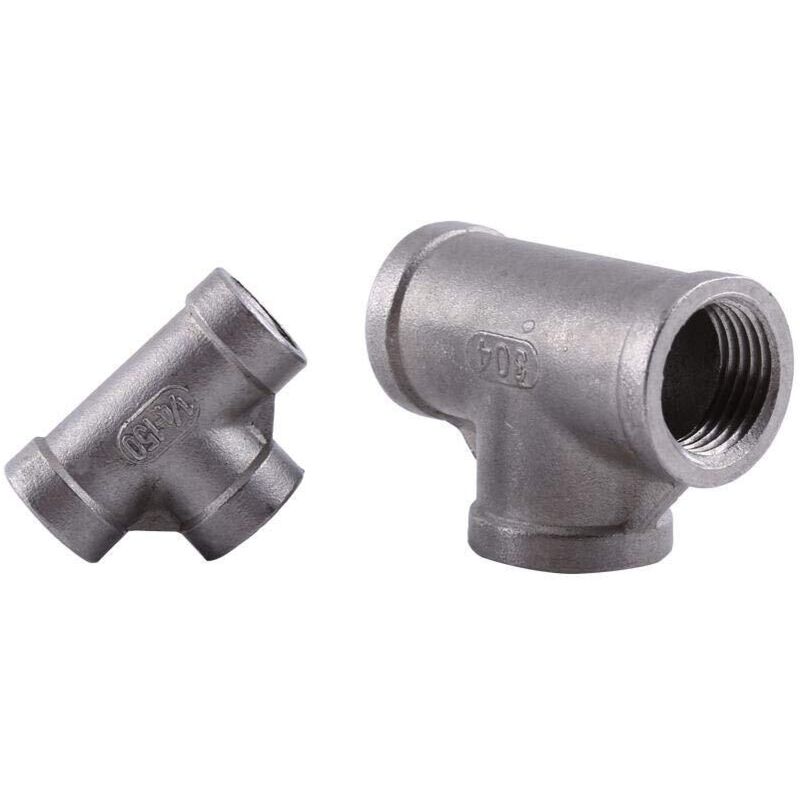 Pack De 2 Raccords En T (Tee) En Inox 304 - Filetage Femelle NPT 3/4" - Neuf