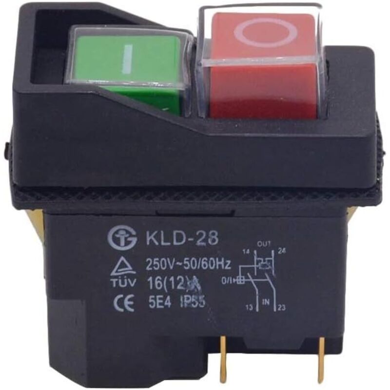 Interrupteur Magnétique Étanchéité IP55 Bouton Poussoir Marche/Arrêt 250V 16A – Idéal Machines Bois & Outils