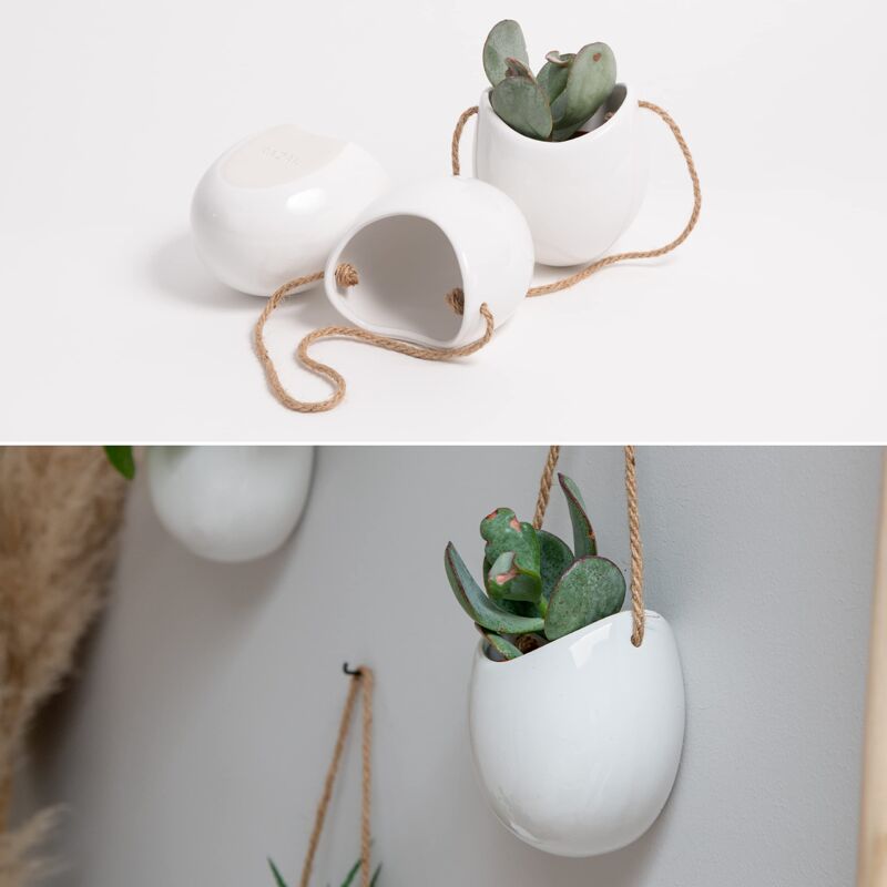 POPETPOP Lot De 2 Pots De Fleurs Muraux En Terre Cuite  Jardinires  Suspendues Rustiques Pour Cactus, Plantes Grasses, Balcon & Intrieur Pots Pour  Cactus Balcon