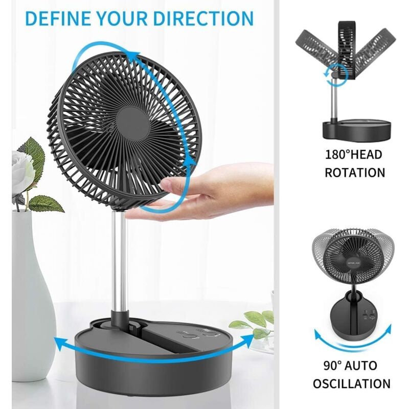 Oscillant Ventilateur sur Pied Silencieux avec Télécommande, 8.6'' Portable Pliable Sol/Table Ventilateurs 4 Vitesses/Timer, 8000mAh USB Rechargeable Piédestal Fan pour Chambre Bureau Camping Voyage Oscillant Ventilateur sur Pied Silencieux avec Télécommande, 8.6'' Portable Pliable Sol/Table Ventilateurs 4 Vitesses/Timer, 8000mAh USB Rechargeable Piédestal Fan pour Chambre Bureau Camping Voyage