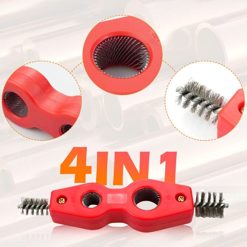 Outil d'ébavurage universel 2 en 1 pour tuyaux en cuivre - Outil d'ébavurage - En plastique - Pour travaux de nettoyage intérieurs et extérieurs des tuyaux - 5-38 mm - Rouge (1