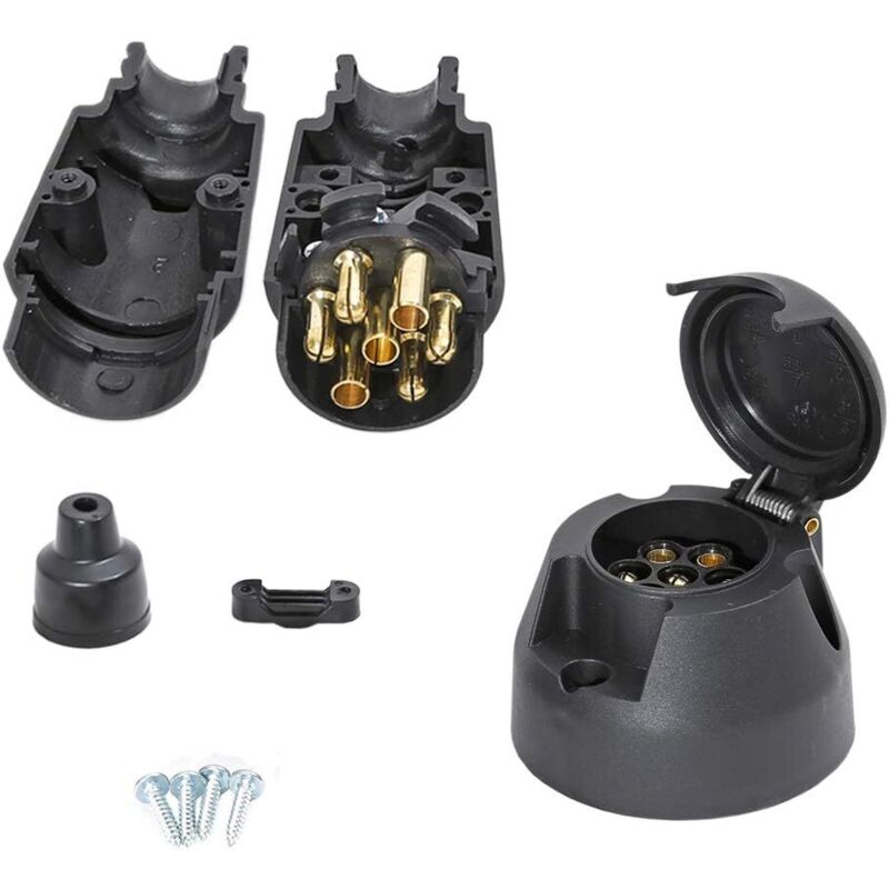 Prise Attelage 7 Broches Prise Remorque 7 Broches AGRISHOP 12V - Étanche - Laiton Nickelé - Pour Camion, Caravane, Tracteur Connecteur Attelage 12V