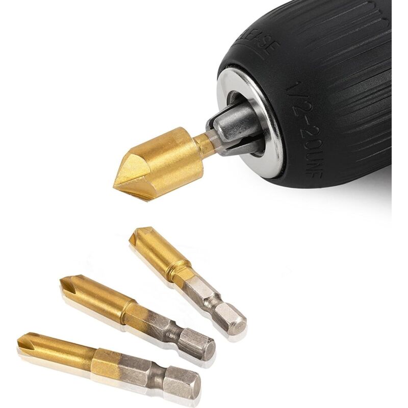 HEFUTE Fraise à Chanfreiner En V 90° Revêtement Titane Nano - Tige 3mm Pour Sculpture CNC Bois Et Métal