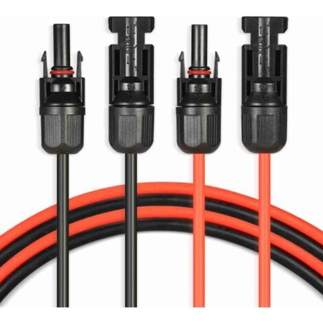 Câble d'extension solaire 6mm²/10AWG, Câble solaire 6m/20FT avec connecteur femelle et mâle Kit de câble pour panneau solaire Câble photovoltaïque pour panneaux solaires Systèmes photovoltaïqu-VSIAISV
