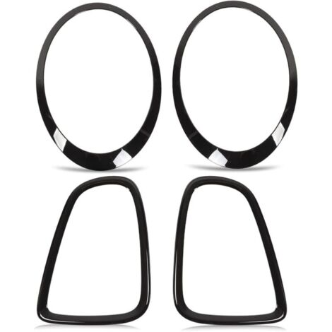2 Phares Avant et 2 Phares Arrière Cadre de Feu Arrière Garnitures de Protection Noir Brillant de Remplacement pour Mini R56 R57 R58 R59 S JCW 2007‑2015-VSIAISV