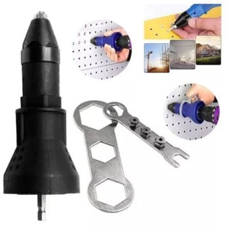 Pince à riveter électrique pour perceuse sans fil électrique riveteuse riveteuse adaptateur pistolet à riveter sans fil kit d'outils de rivetage adaptateur de perceuse accessoire-VSIAISV (1/5)