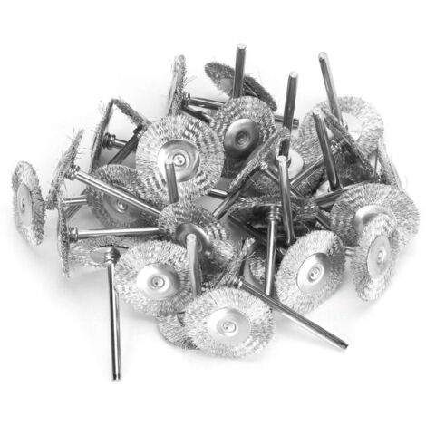 30pcs ensemble de brosses métalliques, roues de polissage de brosse en fil d'acier en laiton kit complet pour outils rotatifs Dremel(Fil d'acier inoxydable)-VSIAISV