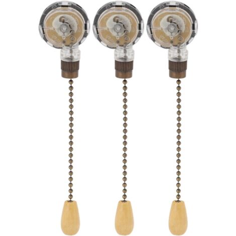 TORR Interrupteur ventilateur plafond 3 pièces 3 vitesses 4 fils ZE-268S6 Interrupteur chaîne de traction Ventilateur Interrupteur Contrôle Vitesse Remplacement Cuivre