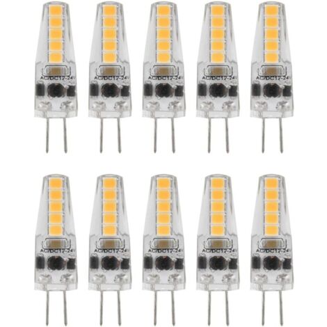10pcs Ampoules LED G4, 2W 3000K AC 12-24V Ampoules à Intensité Variable pour Lustre Plafonnier Lampe de Table Blanc Chaud-VSIAISV